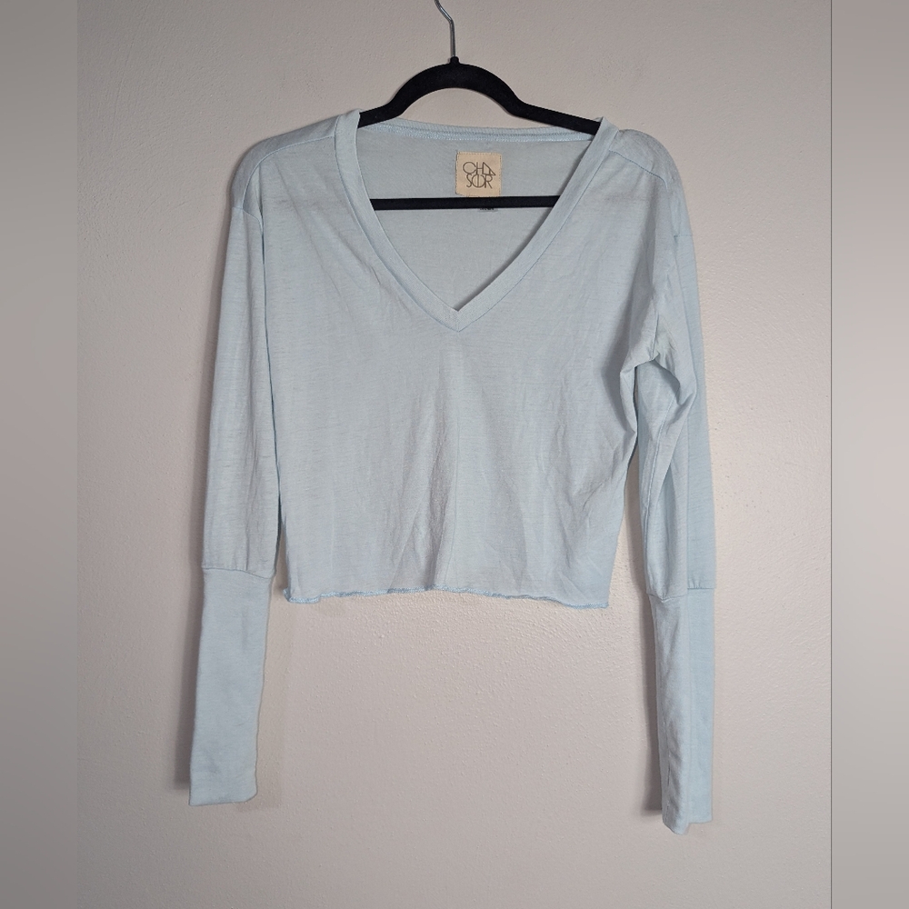 XS Chaser Light Blue Crop Long Sleeve Tee